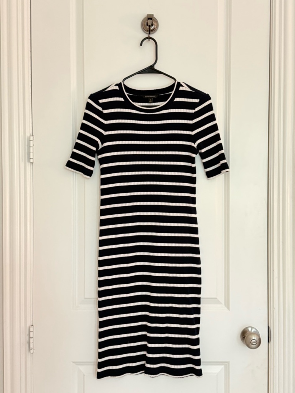 Banana Republic Navy Blue and White Striped Midi Dress
